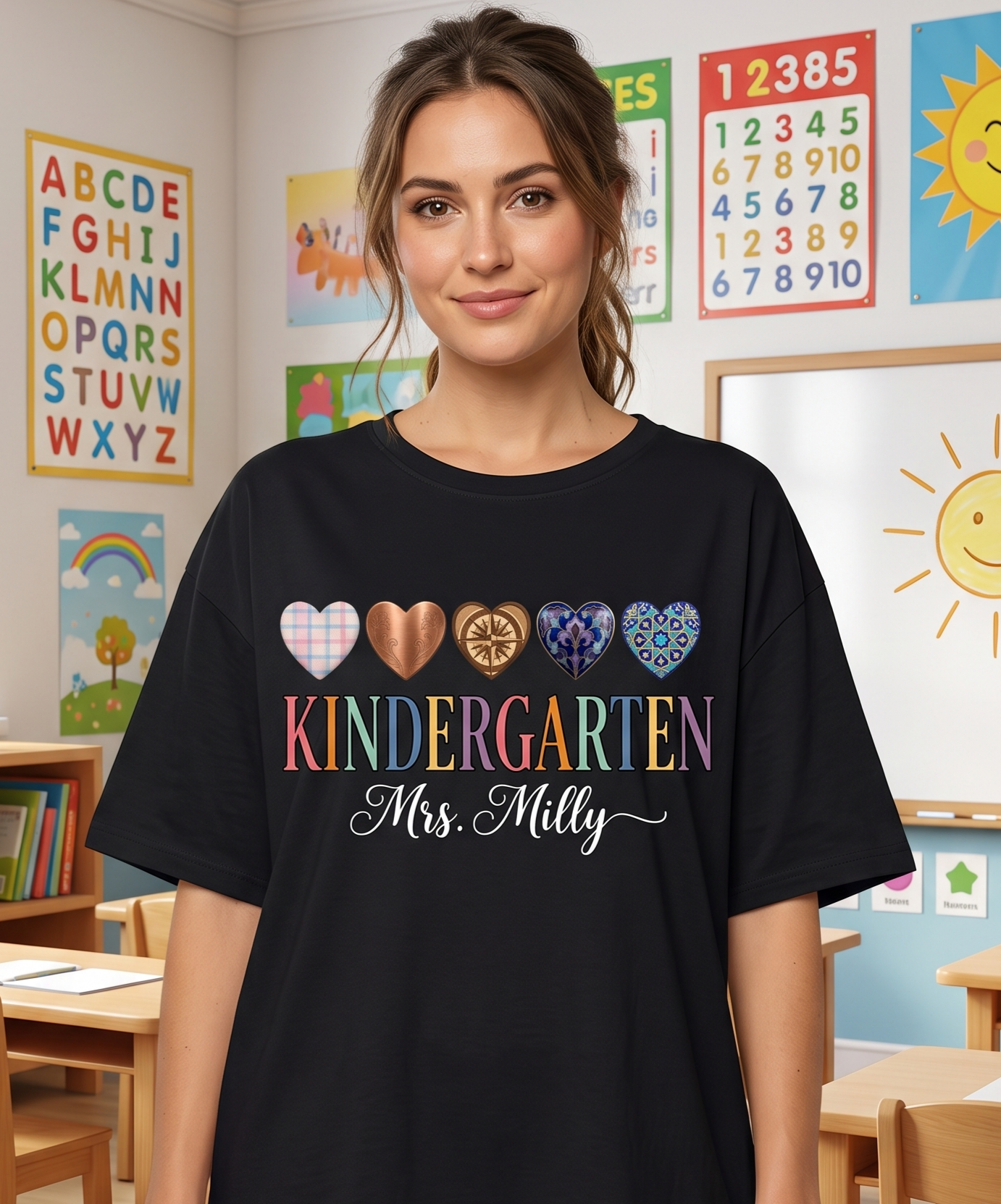 Personalized Kindergarten Teacher Shirt Custom Name School Tee